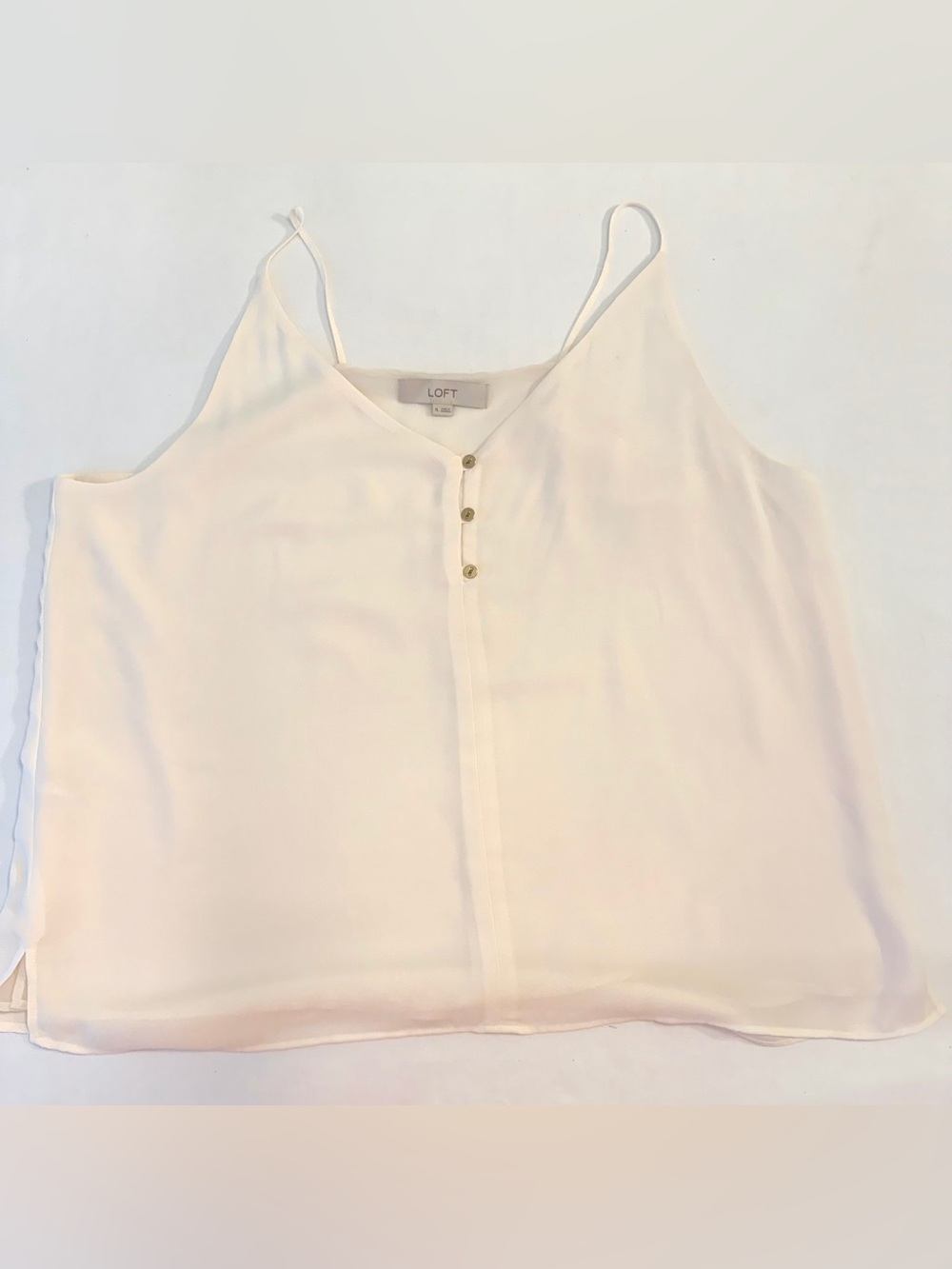 LOFT Cream V-Neck Spaghetti Strap Camisole Blouse with Front Buttons Size XL
